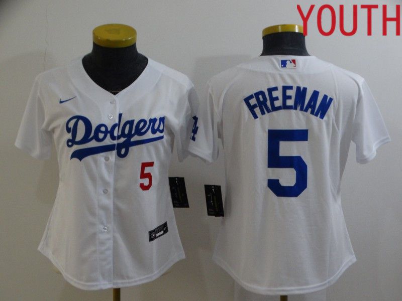 Youth Los Angeles Dodgers 5 Freddie Freeman White Nike 2022 MLB Jersey